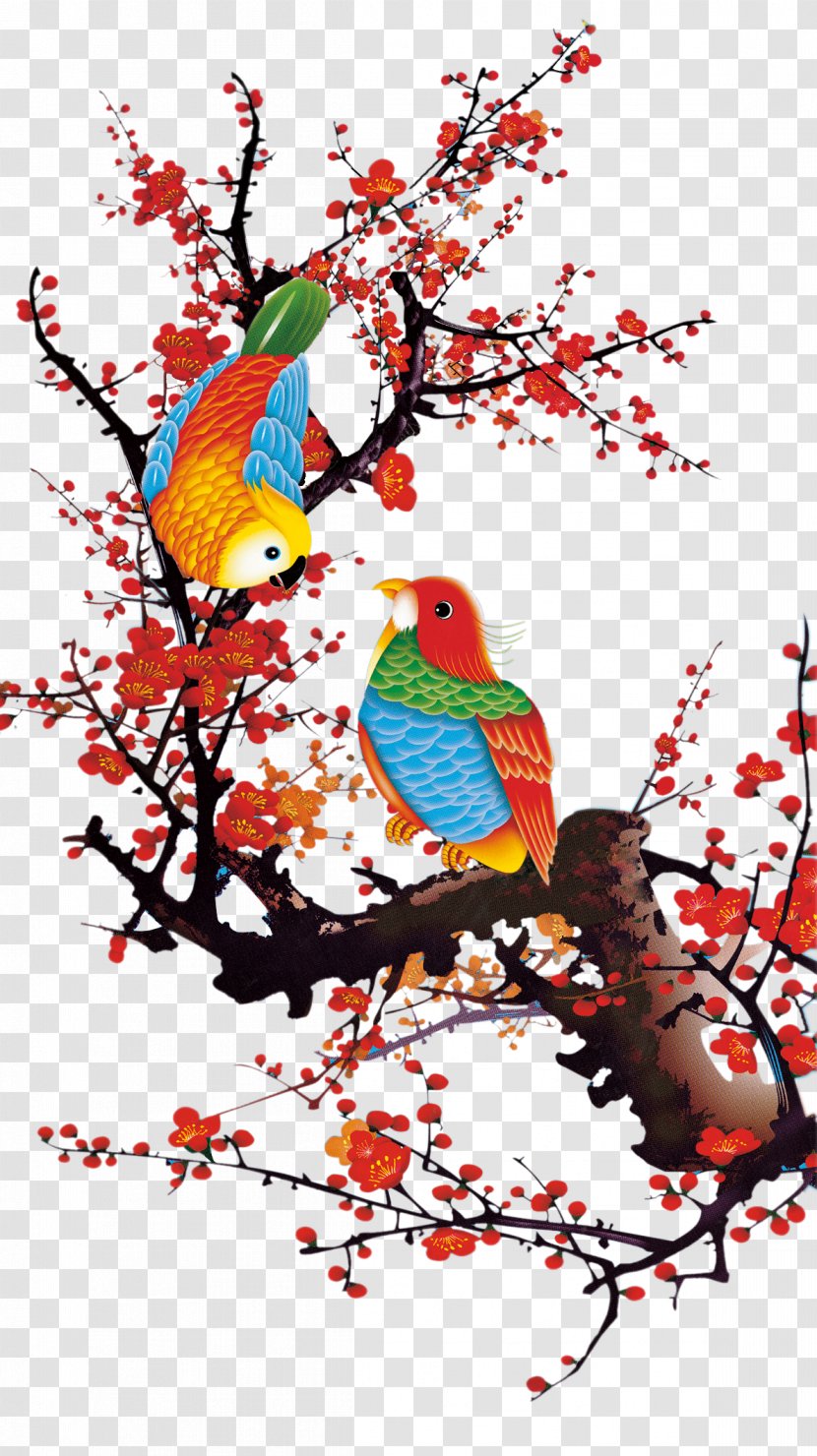Bird Parrot Tattoo Decal Sticker - Beak - Plum Flower Transparent PNG