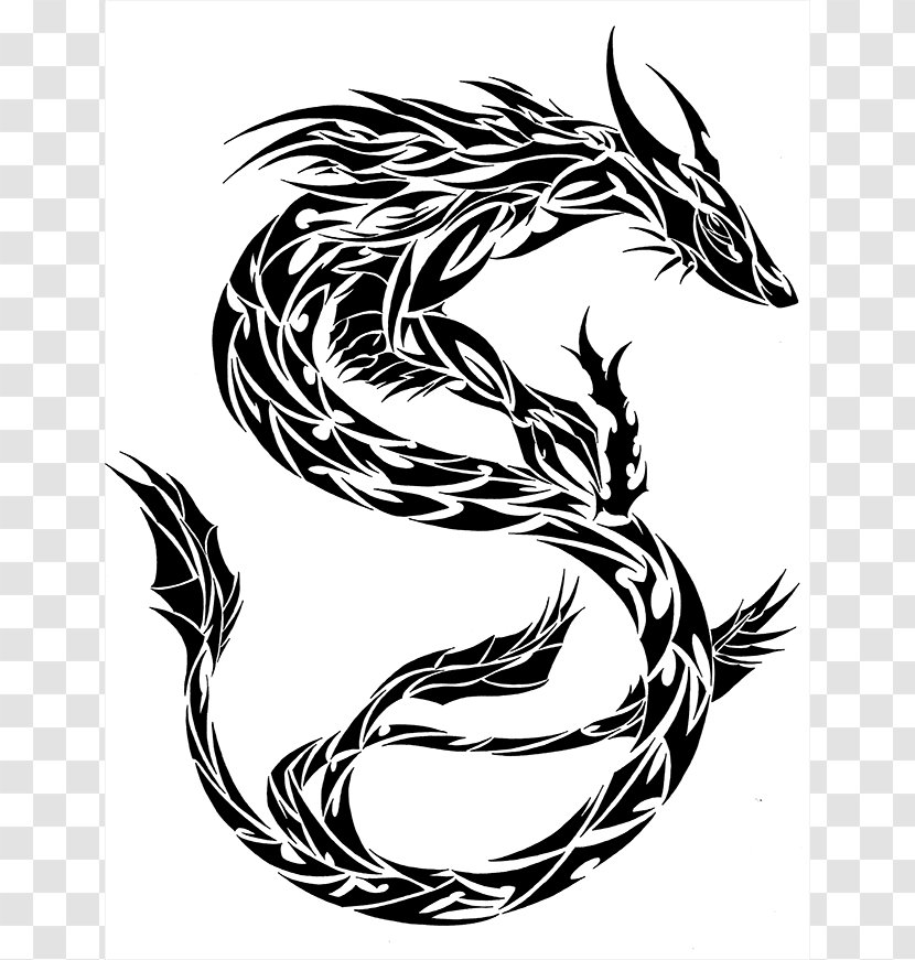 Chinese Dragon Tribe Tattoo Clip Art - Line - Pictures Transparent PNG