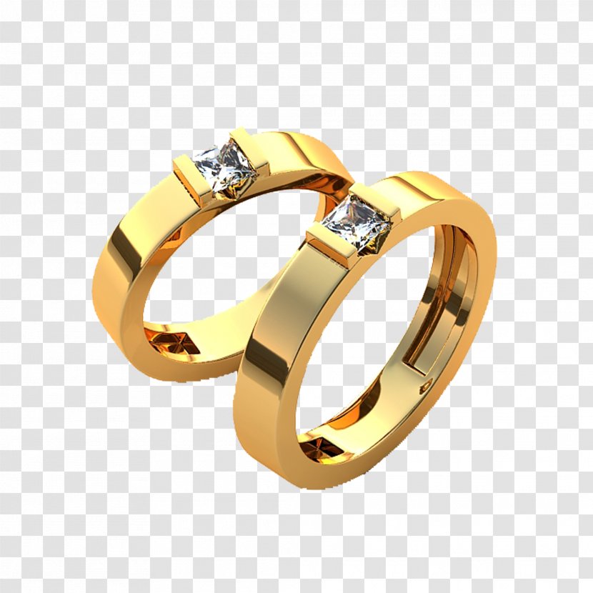 Wedding Ring Engagement Jewellery - Couple - Gold Rings Transparent PNG