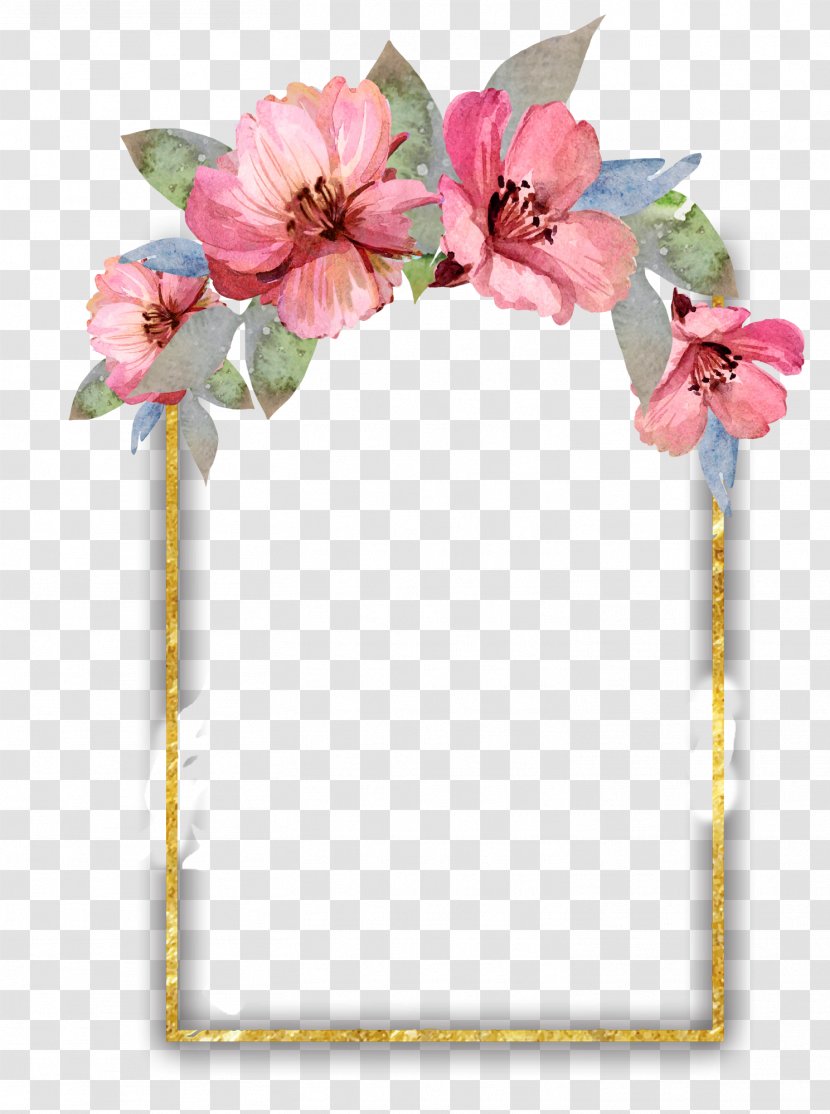 Wedding Invitation Watercolour Flowers Watercolor Painting Floral Design - Decorative Border Transparent PNG