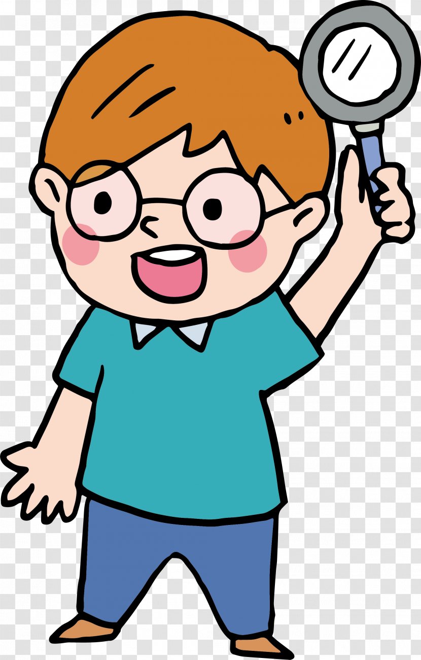 Magnifying Glass Boy - Watercolor - With A Transparent PNG