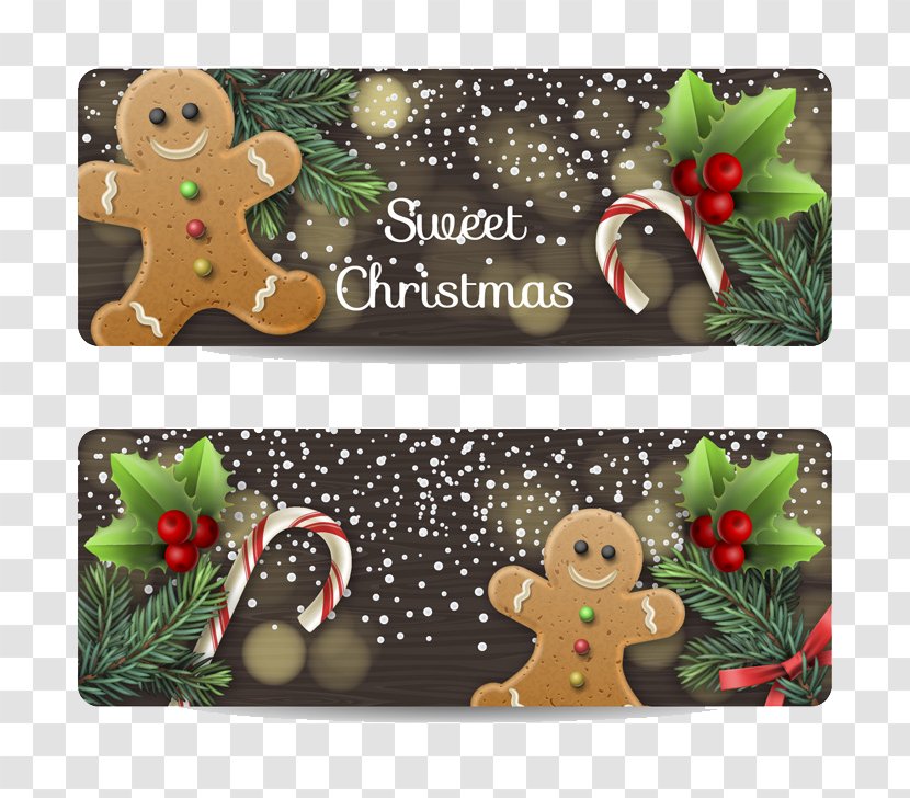 Christmas Gingerbread Man Ginger Snap - Card - 2 Banner Vector Transparent PNG