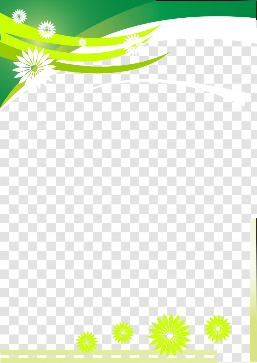 Paper Poster - Yellow - Green Floral Border Transparent PNG