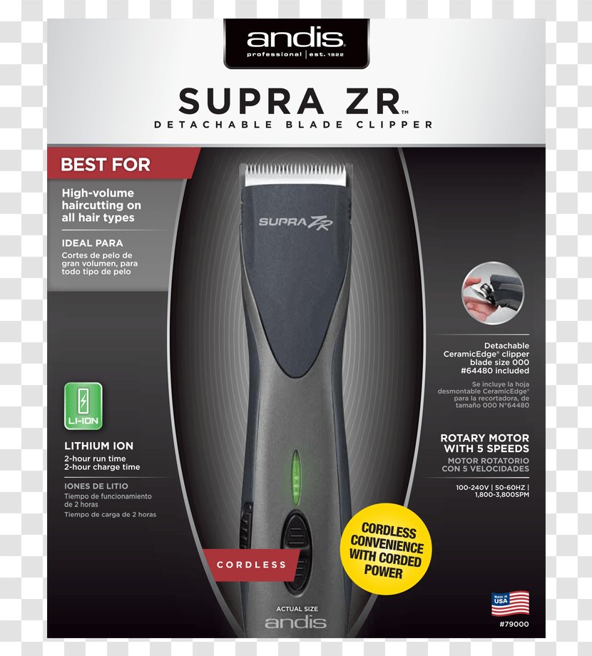 Hair Clipper Andis Supra ZR 79000 Master Adjustable Blade 120 Ion 68265 - Atlanta Barber Beauty Supply Transparent PNG