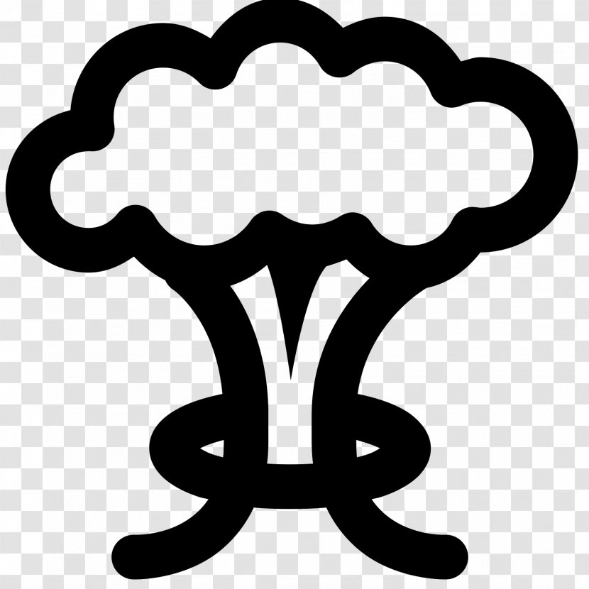 Mushroom Cloud Clip Art - Black And White Transparent PNG