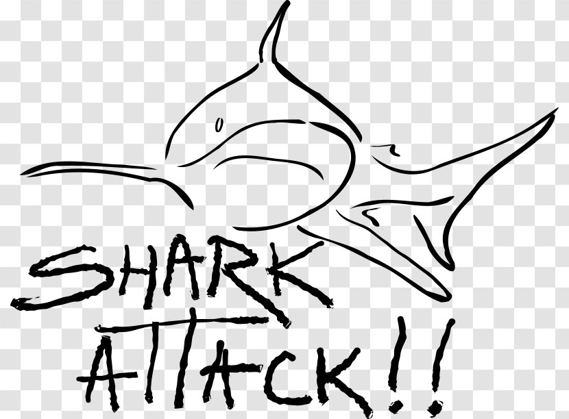 Shark Attack Drawing Clip Art - Monochrome Transparent PNG