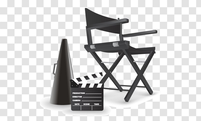 Director's Chair Film Director Clip Art - Black And White - Vector Recording Tools Transparent PNG