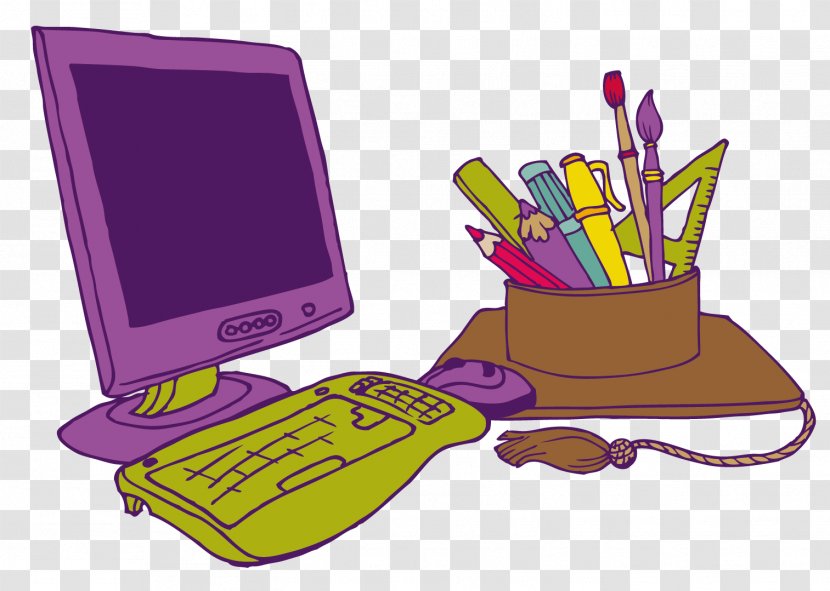 Download Desktop Computer - Technology - Vector Painted Purple Computers And Learning Tools Transparent PNG