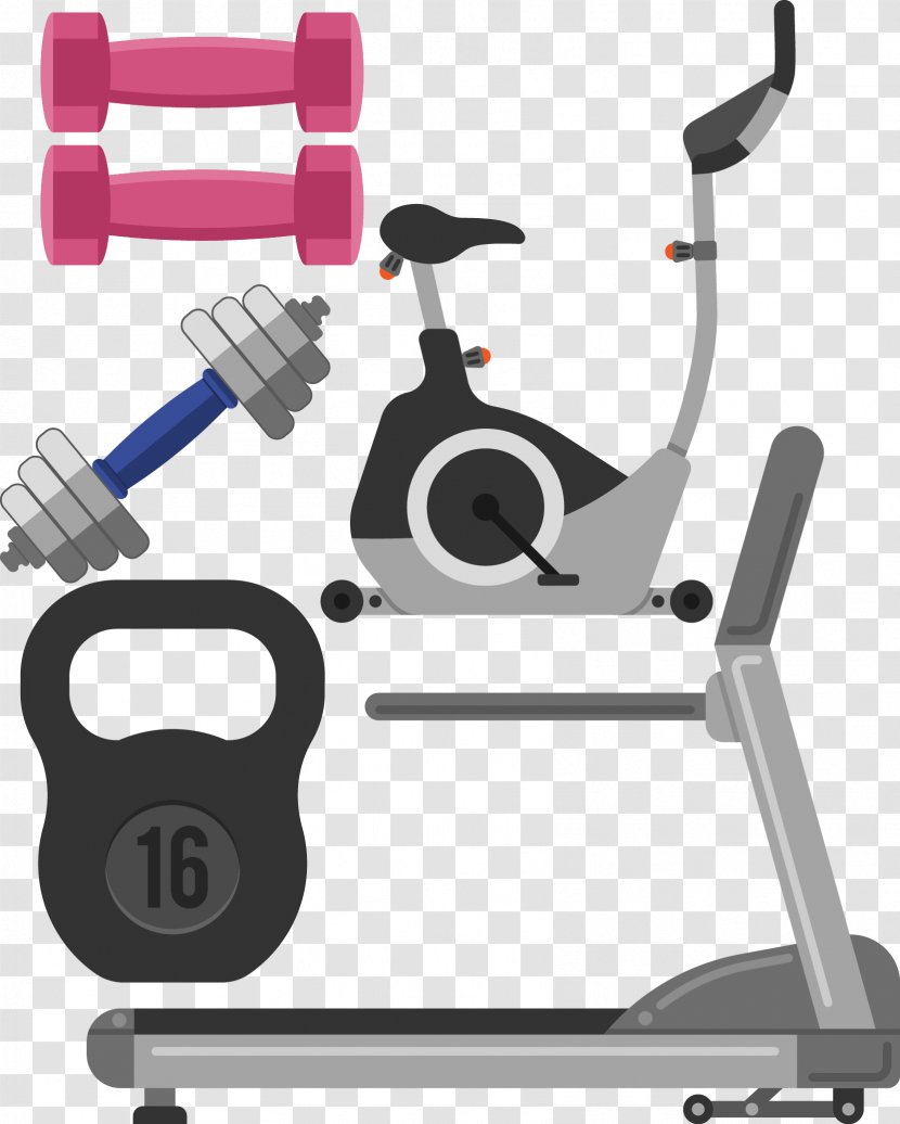 Laptop Stationary Bicycle Physical Exercise Treadmill - Sports Equipment - Fitness Dumbbell Vector Material Transparent PNG