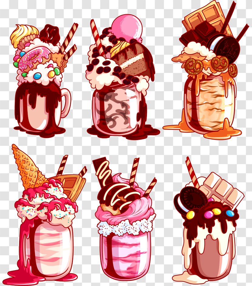 Ice Cream Milkshake Cartoon - Dessert - Vector Fancy Transparent PNG