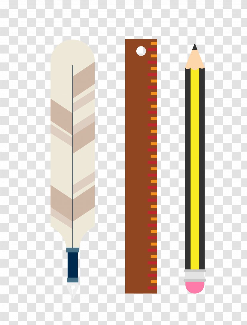 Pen Stationery Ruler - Ruling - Vector Multicolor Three Sets Of Pencils Transparent PNG