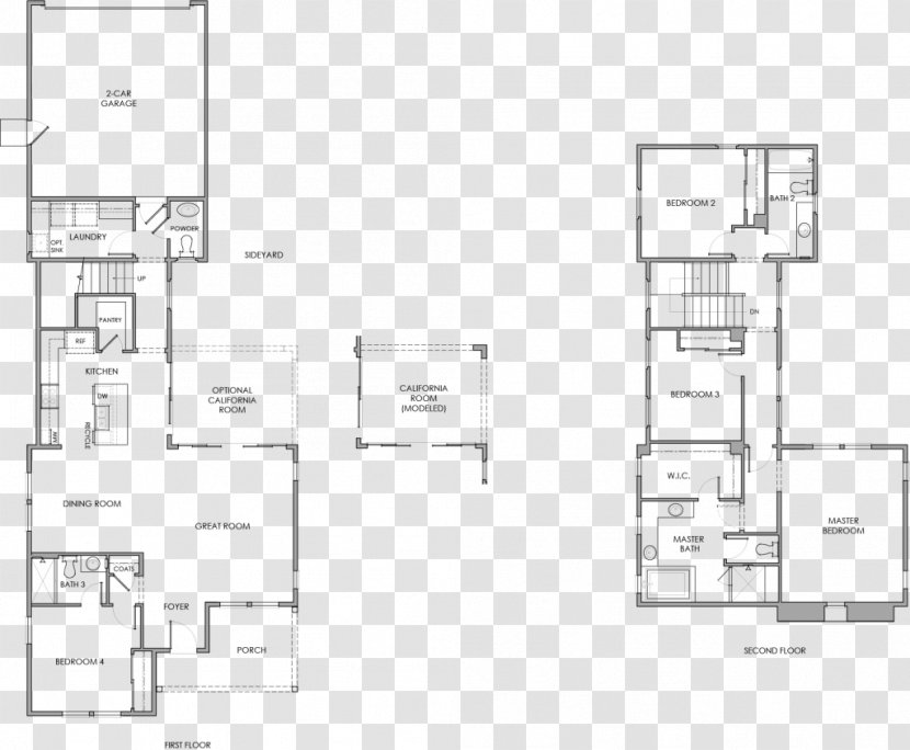 Floor Plan Technical Drawing - Rectangle - Symbols Transparent PNG