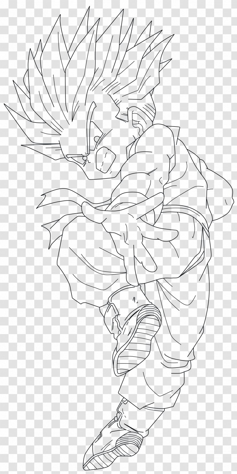 Trunks Line Art Drawing Goku Super Saiya - Arm - Lineart Vector Transparent PNG