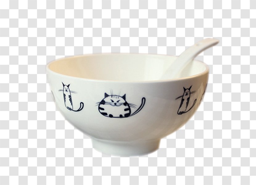 Bowl Cat Spoon Ceramic Saucer - Soup Transparent PNG