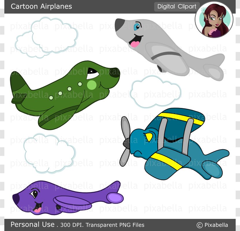 Airplane Cartoon Clip Art - Marine Mammal - Pictures Of Airplanes Transparent PNG