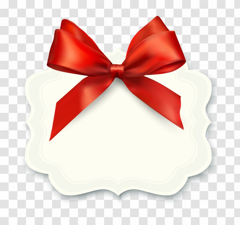 Gift Ribbon Illustration - Bow Tie - Vector Red Birthday Card Transparent PNG