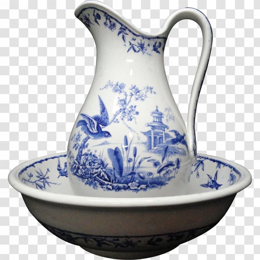 Porcelain Jug Tableware Pitcher Flow Blue - Pottery - Mug Transparent PNG