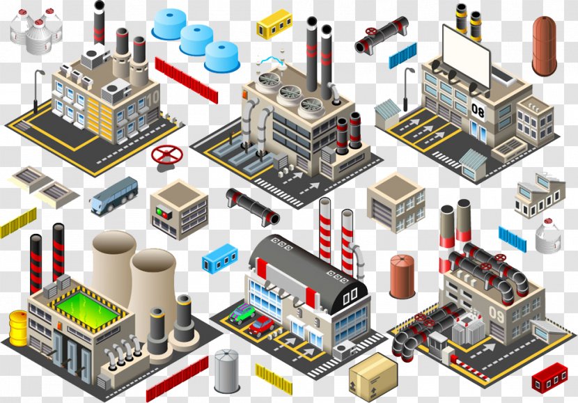Factory Building Industry Isometric Projection - Technology - Image Industrial Park Transparent PNG