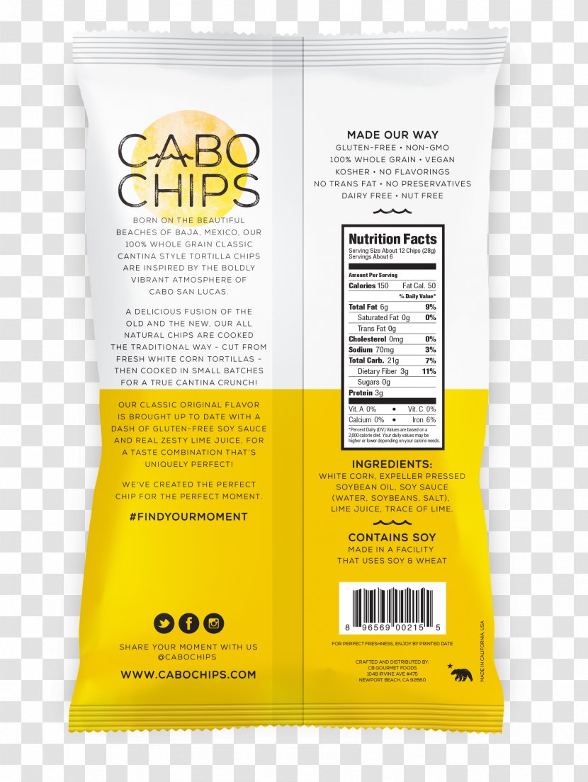 Cabo San Lucas Salsa Corn Tortilla Hummus Chip - Salt - Soy Sauce Transparent PNG