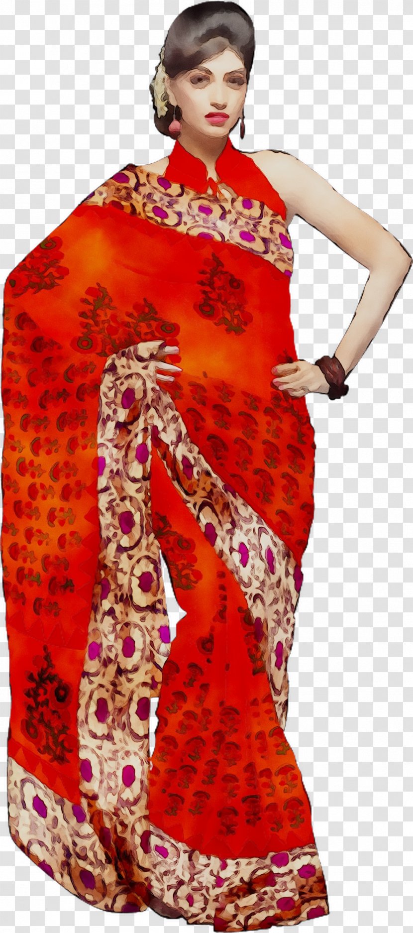 Sari Fashion Dress Maroon - Textile - Silk Transparent PNG