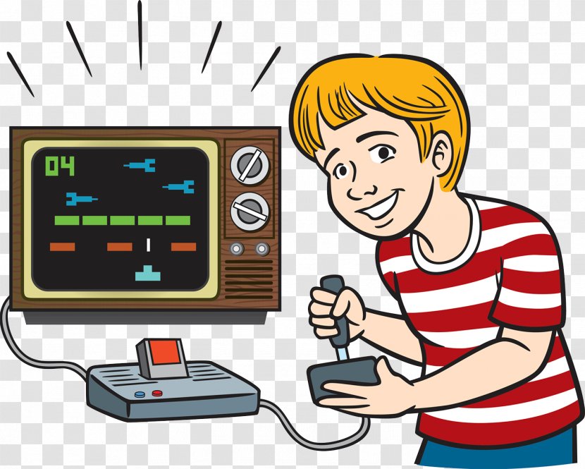 Joystick Video Game Illustration - Television Set - Retro Transparent PNG