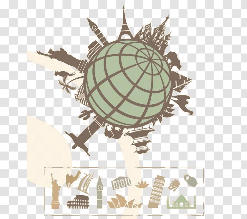 Globe World Landmark Royalty-free - Organism - Simple Earth Architectural Elements Transparent PNG
