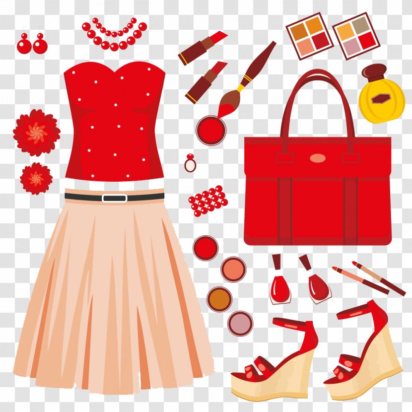Dress Fashion Handbag Clip Art - Orange - Red Transparent PNG