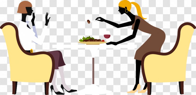 Clip Art - Chair - Two Beautiful Slim Woman Dining Transparent PNG