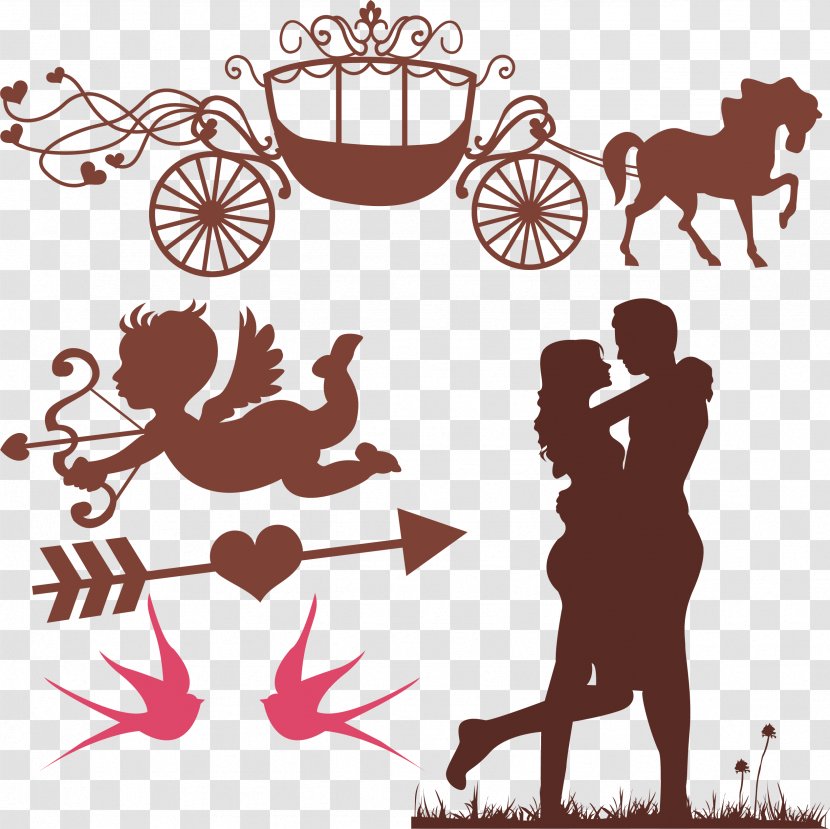 Wedding Invitation Decal Marriage - Art - Lovers Silhouette Transparent PNG