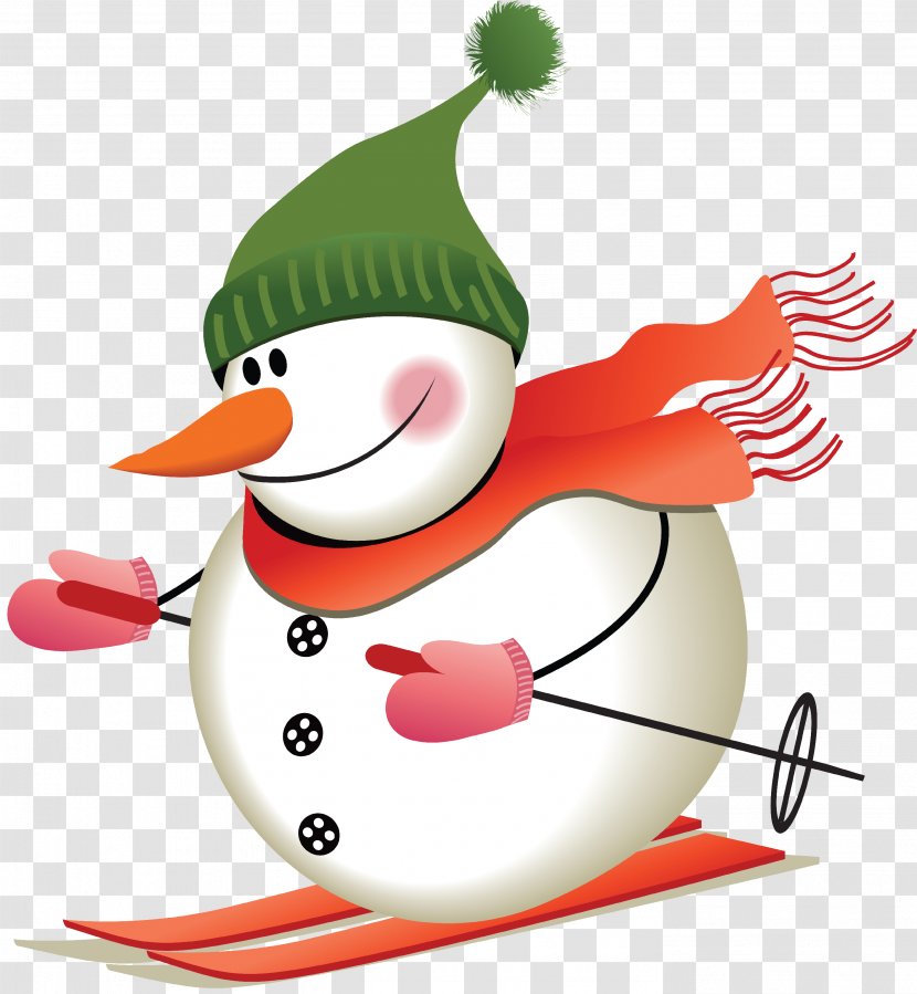 Skiing Snowman Christmas - Bird Transparent PNG