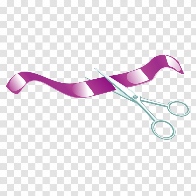 Scissors Opening Ceremony - Purple - Ribbon Ribbon-cutting Transparent PNG