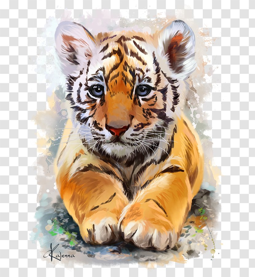 Baby Tigers Watercolor Painting - Carnivoran - Tiger Transparent PNG