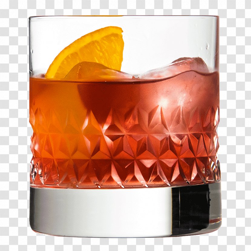 Negroni Old Fashioned Glass Whiskey Cocktail - On The Rocks Transparent PNG