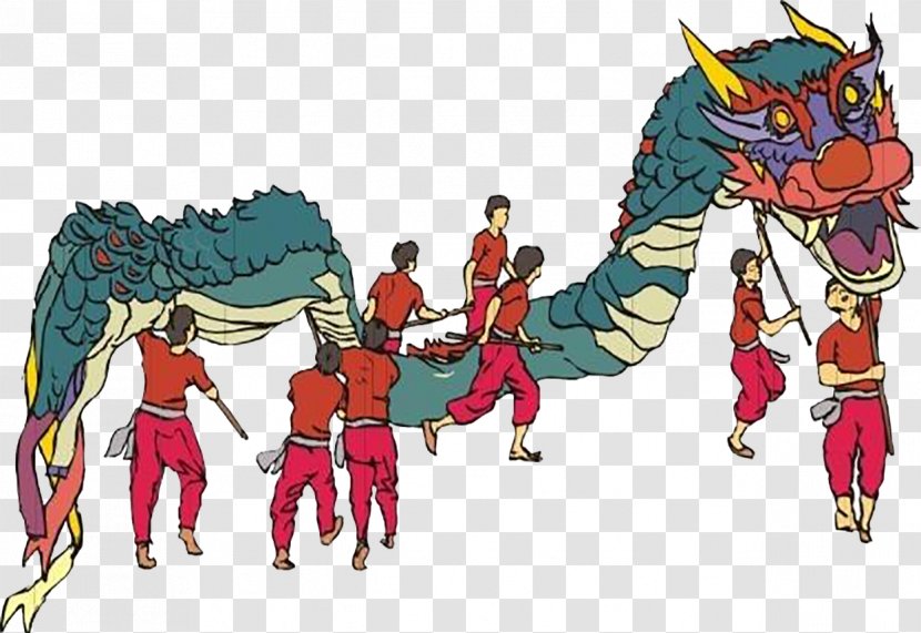 Performance Budaya Tionghoa Dragon Dance - Fiction - Hand Painted Transparent PNG