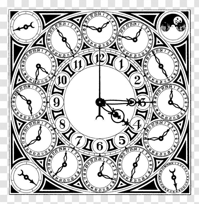 Clock Face Drawing Black And White - Art Transparent PNG