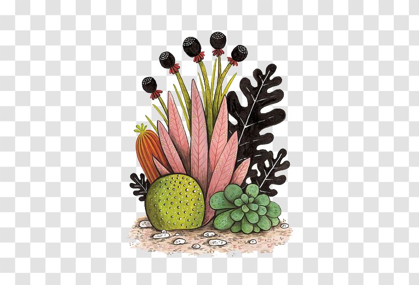 Cactaceae Watercolor Painting Succulent Plant Illustration - Multi Potted Meat Transparent PNG