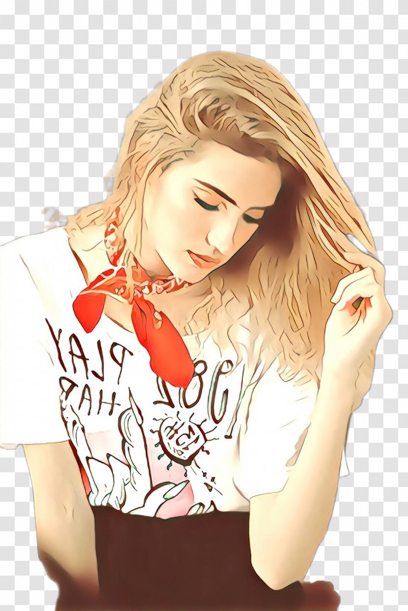 Blond Nose Mouth Neck Long Hair - Tshirt - Gesture Brown Transparent PNG