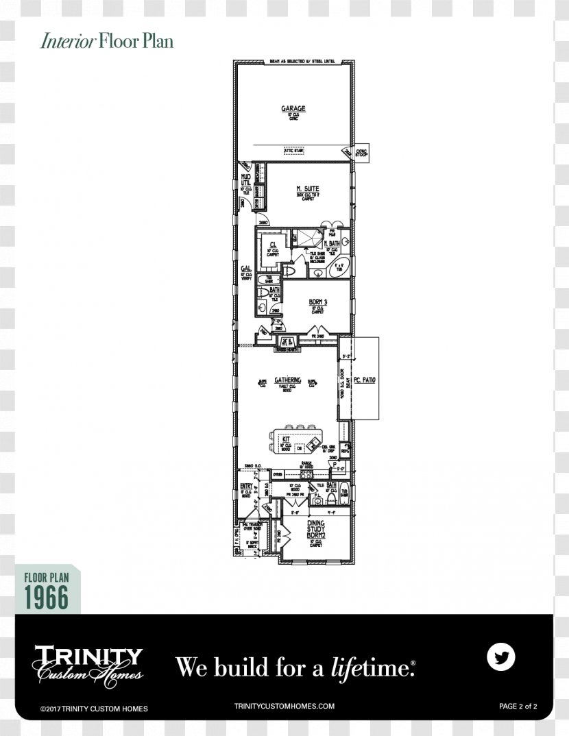 Floor Plan Roanoke House Trinity Custom Homes - Schematic Transparent PNG