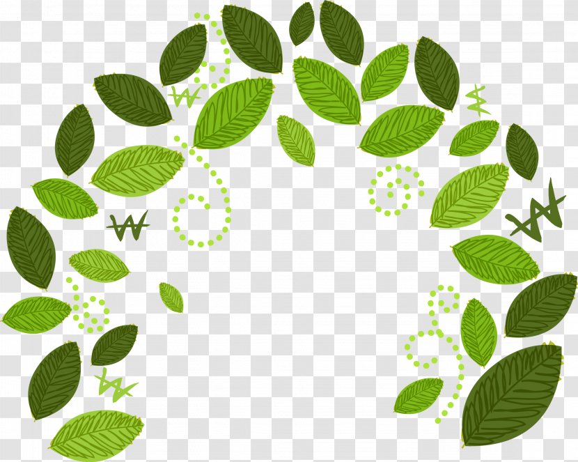 Green Illustration - Leaf - Spring Leaves Exquisite Ring Transparent PNG