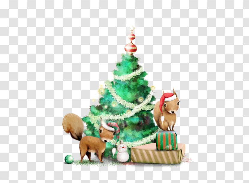 Christmas Tree Ded Moroz Squirrel - Holiday - Vector Material Transparent PNG