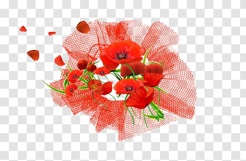 Poppy Floral Design Mat Cut Flowers Coir - Peach Transparent PNG