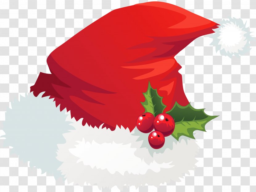 Santa Claus Hat Christmas Clip Art - Holiday - Transparent With Mistletoe Picture Transparent PNG