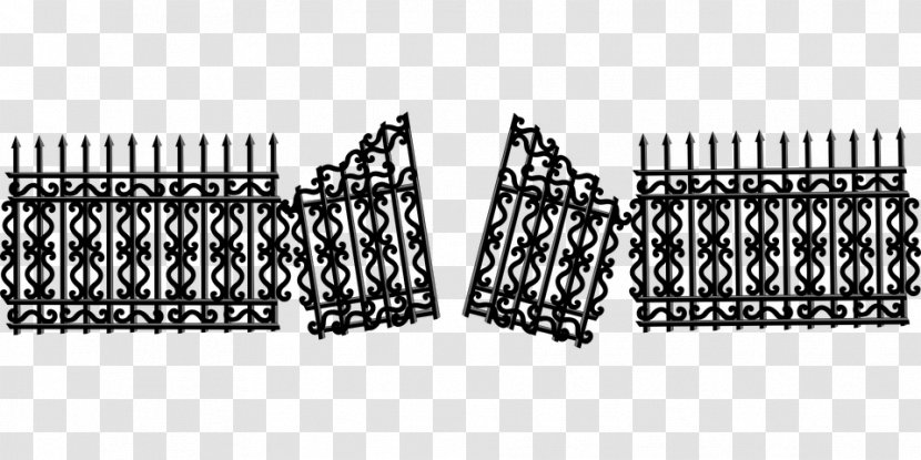 Fence Drawing Gate - Black And White Transparent PNG