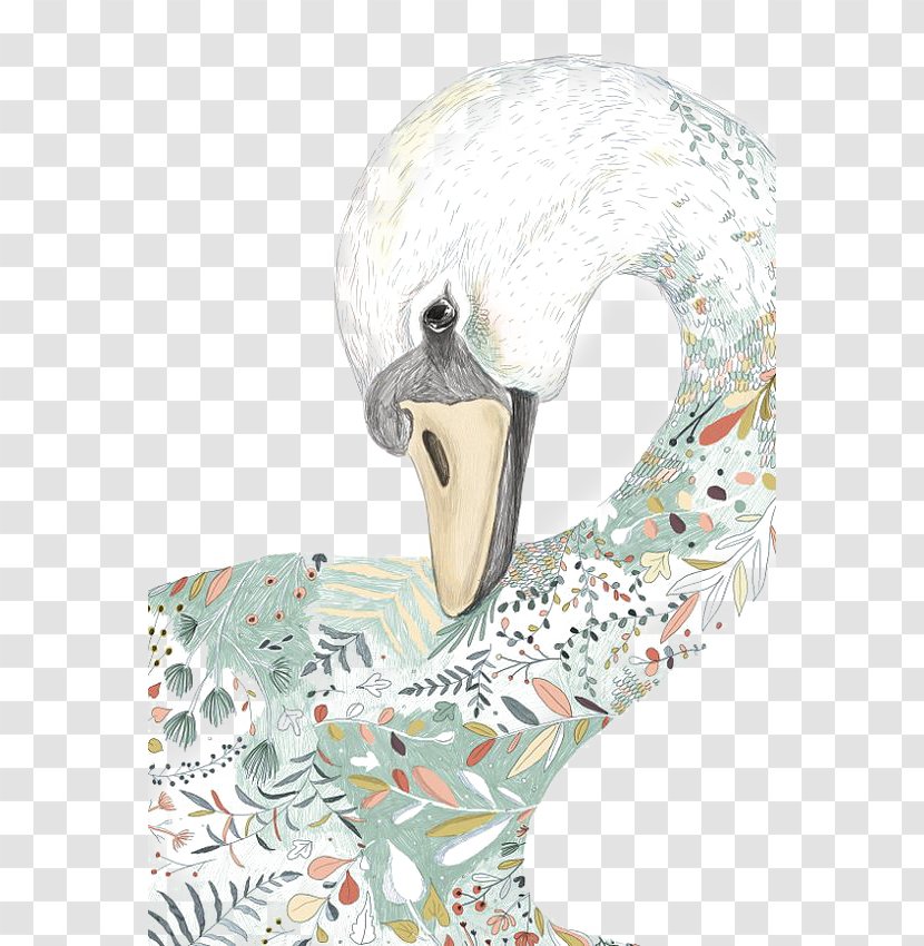 Black Swan Cartoon Illustration - Hand-painted Transparent PNG