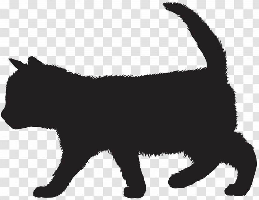 Kitten Black Cat Whiskers Domestic Short-haired Silhouette - Carnivoran - Attack Transparent PNG