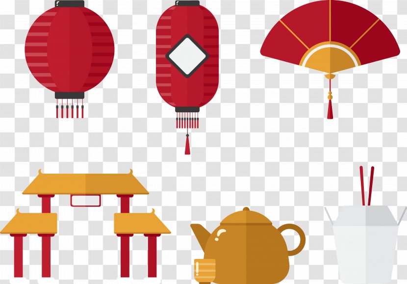 Euclidean Vector Symbol - Drawing - Chinese Lantern Glyph Fan Teapot Transparent PNG