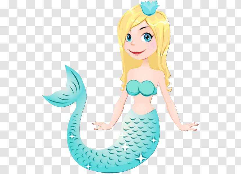 Mermaid Cartoon - Figurine - Turquoise Aqua Transparent PNG