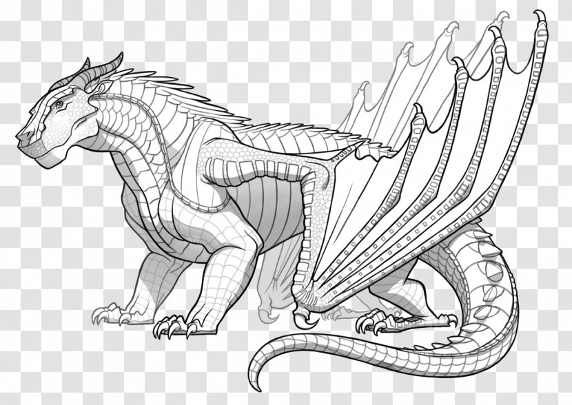 Coloring Book Dragon Wings Of Fire Breathing - Line Art Transparent PNG