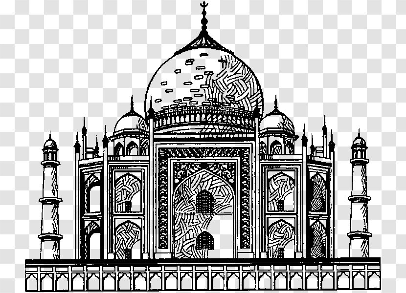 Taj Mahal Drawing Wonders Of The World Mausoleum - Byzantine Architecture Transparent PNG