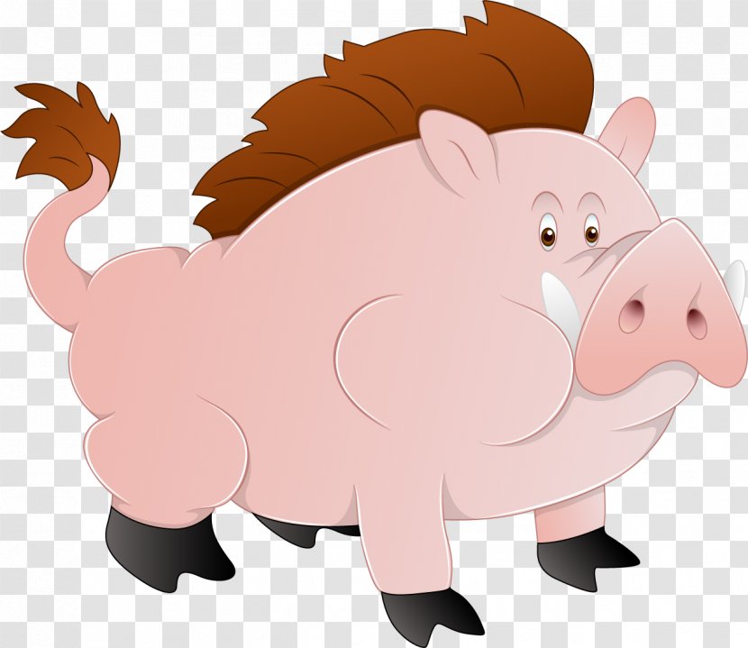 Domestic Pig Euclidean Vector Illustration - Like Mammal - Cartoon Wild Boar Transparent PNG